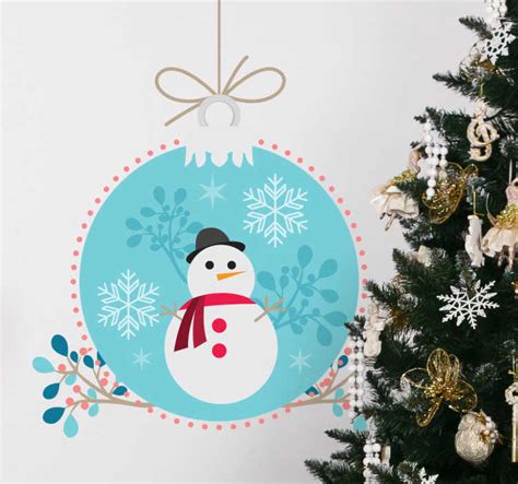 Snowman ball christmas wall sticker - TenStickers