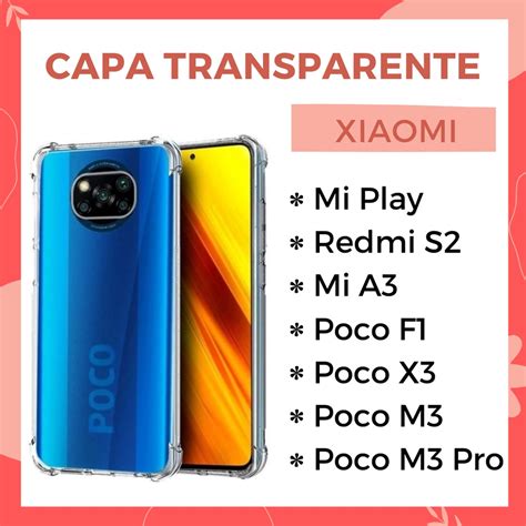 Capinha Transparente Anti Impacto Xiaomi Mi Play Redmi S Mi A Poco