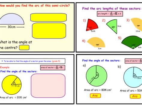 Sectors Of Circles Notebook Teaching Resources