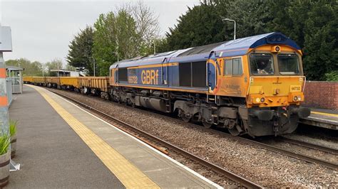 66732 GBRf With 23 Yellow Wascosa Ballast Wagons 07 18 5E Lea Road 2 5