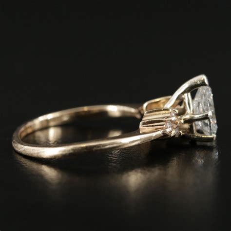 Customizable Minimalist Pear Cut Diamond Engagement Ring With 18k Gold