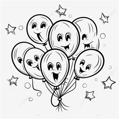 Halloween Balloons Coloring Page Black And White Balloons Vector Color Book Coloring Pages