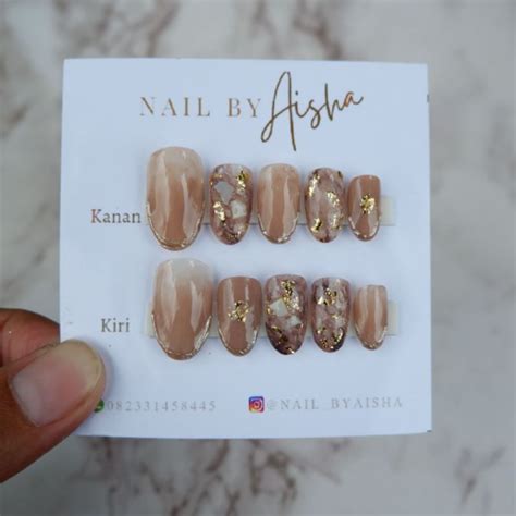 Jual Nail By Aisha Japanesse Nude Wedding Fake Nail Custom Ukuran Shopee Indonesia
