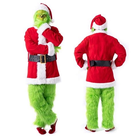 Deluxe Grinch Costume Adult Full Sets Fury Pants and Gloves - Luckyonesie