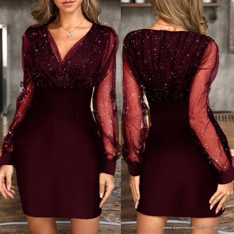 Neuheiten Sexy Pailletten Bleistift Kleid Mit T Ll Rmel In