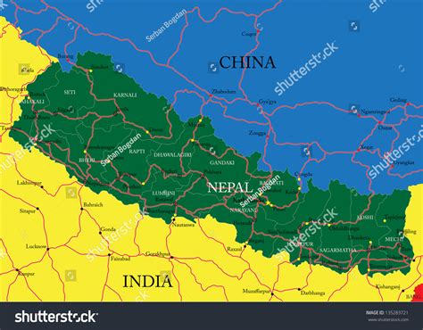 Nepal Map Stock Vector Royalty Free 135283721 Shutterstock