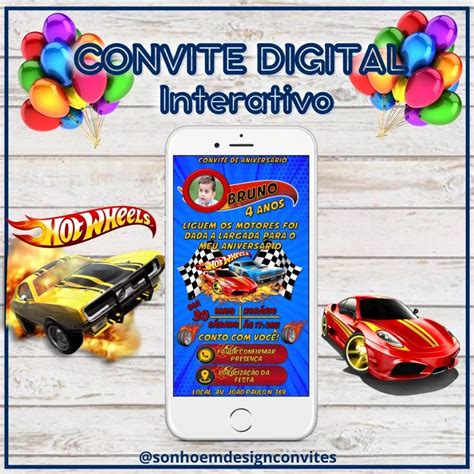 Convite Digital Interativo Hot Wheels Convites Digitais Convite Convite De Anivers Rio