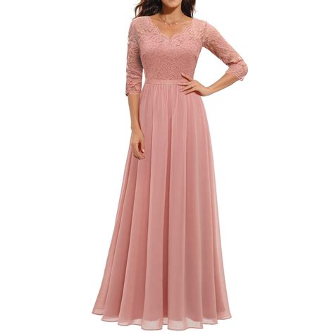 Women Floral Lace Long Bridesmaid Dress Maxi Formal Wedding Party Dress