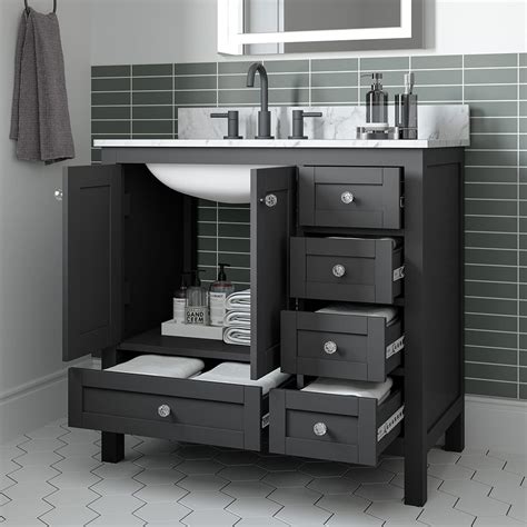 Jamie 36in Black Single Sink Bathroom Vanity | Whalen Furniture