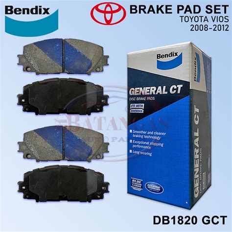 BENDIX FRONT BRAKE PAD SET Toyota Vios J E Yaris DB1820 GCT DB 1820