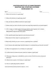 Amt Ignition Starting Worksheet Doc Aviation Institute Of