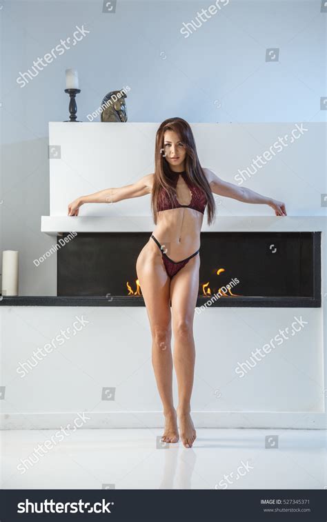 Beautiful Sexy Fitness Brunette Posing Interior Stock Photo Shutterstock