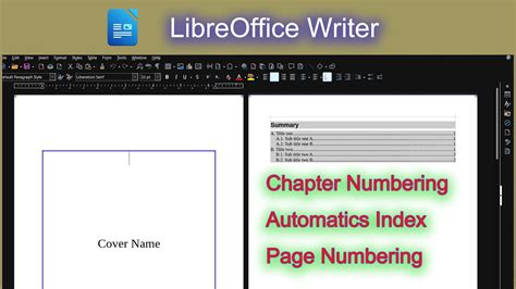 How To Create A Table Of Content And Summary In Libreoffice Writer Youtube