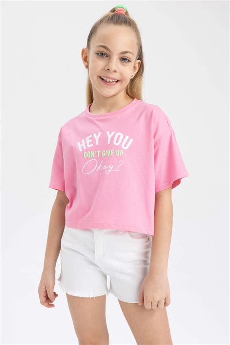 Pink M Dchen Cropped T Shirt Defacto