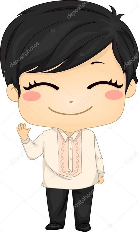 Smiley Pinoy Chibi Anime Kawaii Barong Tagalog Chibi Boy