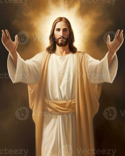 A Painting Of Jesus With His Open Arms Generative AI 29642241 Stock