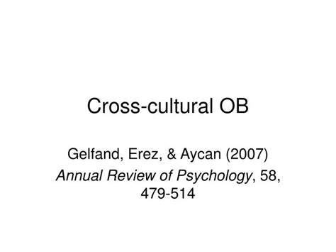 Ppt Cross Cultural Ob Powerpoint Presentation Free Download Id3755054