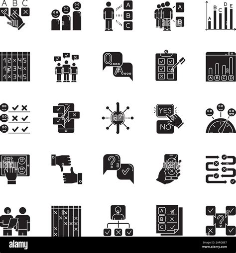 Iconos De Glifo De Encuesta Establecidos Pregunta Y Respuesta