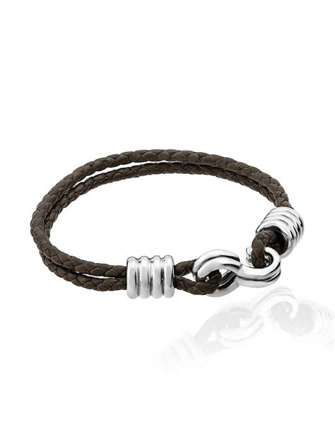 Tane Mexico Men S Mercury Sterling Silver Leather Bracelet Silver