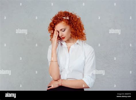 Sad Young Beautiful Woman With Worried Stressed Face Expression Looking