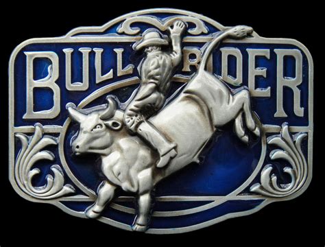 Blue Cowboy Ranch Bull Rider Rodeo Western Belt Buckle Belts Buckles