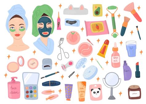 Collection Dicônes De Routine De Soins De La Peau Belles Jeunes