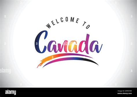 Canada Welcome To Message In Purple Vibrant Modern Colors Vector