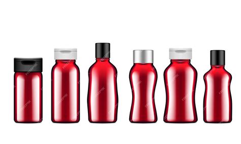 Premium Vector | Glossy bottles of ketchup set isolated on white