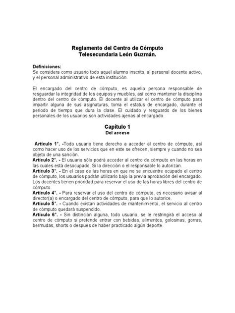 Reglamento Del Centro de Cómputo | PDF | Usuario (informática ... 