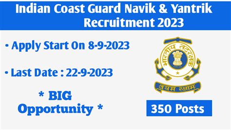 Indian Coast Guard Navik Yantrik Recruitment Apply Now For