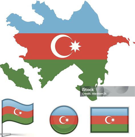 Vetores De Mapa Bandeira Do Azerbaijão E Mais Imagens De Azerbaidjão Azerbaidjão Bandeira