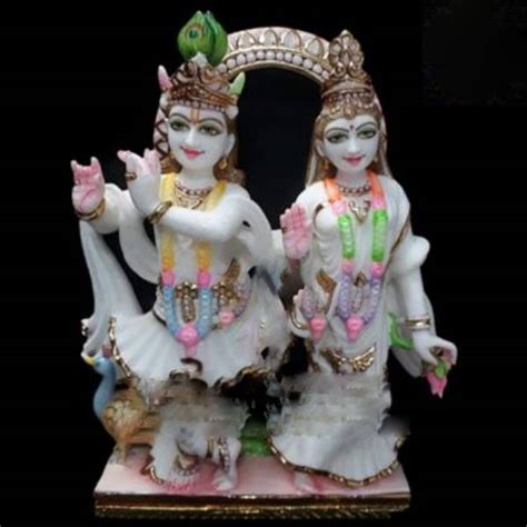 Hindu Marble Jugal Radha Krishna Statue For Temple Size Feet