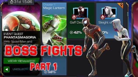 Mcoc Boss Fights Spiderman Miles Morales And Spider Gwen Phantasmagoria Uncollected Youtube