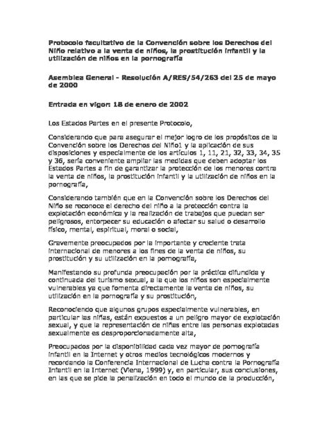 Protocolo Facultativo De La Convención Sobre Los Derechos Del Niño