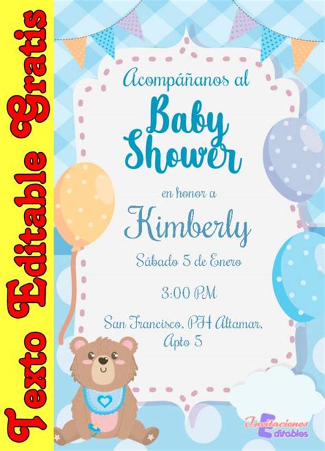 Invitación De Baby Shower Niño 01 Gratis Invitaciones Editables 2025