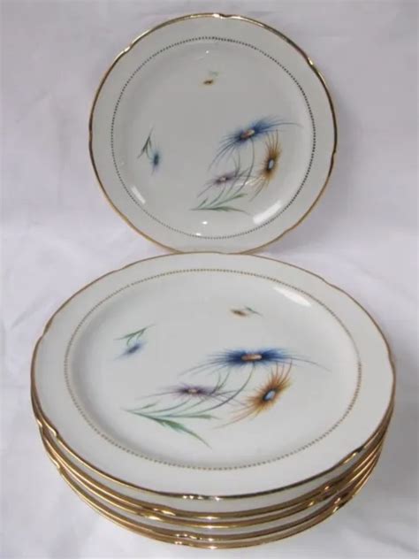 Assiettes Anciennes Porcelaine De Limoges Vierzon Dorure Vintage Fleurs