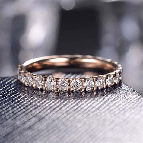 Moissanite Wedding Band Women Full Eternity Band Rose Gold Etsy