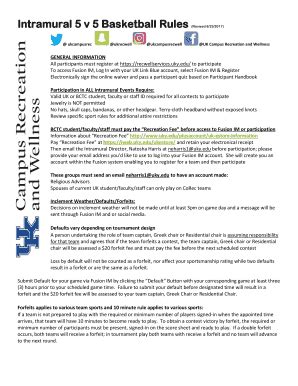 Fillable Online Intramural V Basketball Rules Fax Email Print