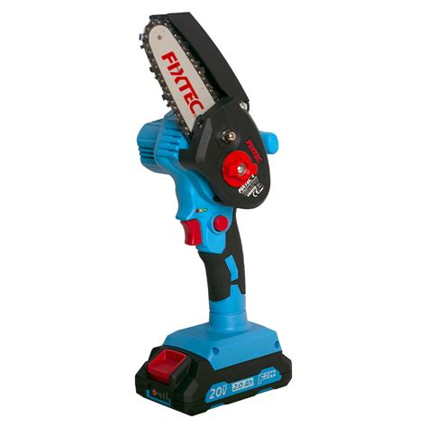 Fixtec V Cordless Lithium Battery Powered Chain Saw Chainsaw Blue