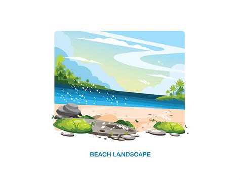 Beach Landscape Vector Illustration by ianmikraz on Dribbble