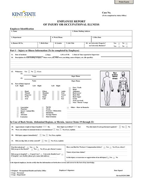 Employee Injury Report Forms Printable