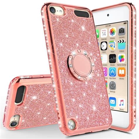 New Ipod Touch Case Ipod 7 6 5 Case Glitter Ring Stand Bling Sparkle Diamond Case For Apple