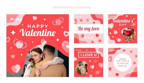 Premium Vector | Flat valentine's day instagram posts collection