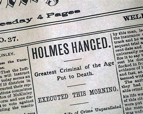 Murderer H H Holmes 1st Us Serial Killer Hanging Execution In 1894