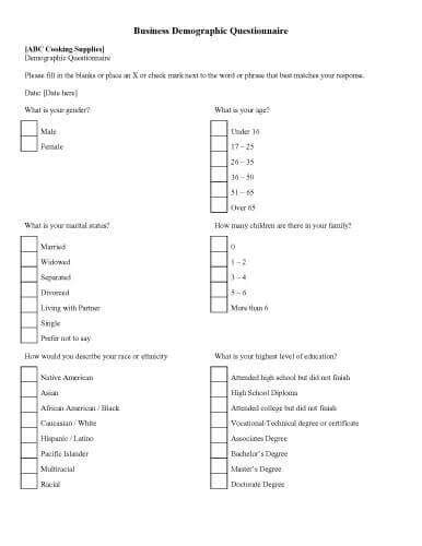 32 Sample Questionnaire Templates In Microsoft Word