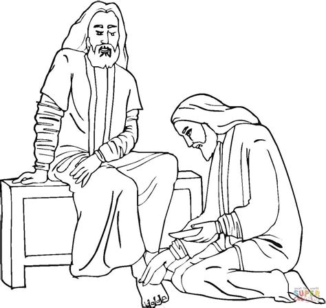 Coloriage Jésus Lave Les Pieds