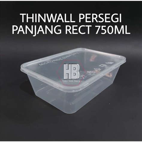 Jual Thinwall Rec Ml Tutup Kotak Makan Plastik Persegi Panjang