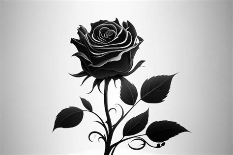 Dibujo De Una Rosa Negra Sobre Un Fondo Blanco Foto Premium