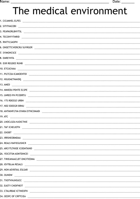 The Medical Environment Word Scramble Wordmint