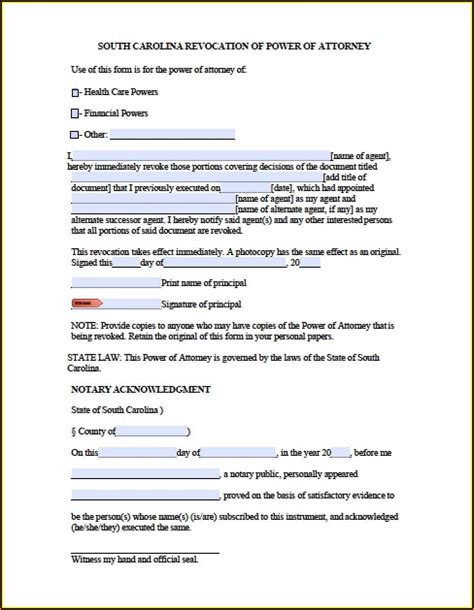 South Carolina Durable Power Of Attorney Form Form Resume Examples